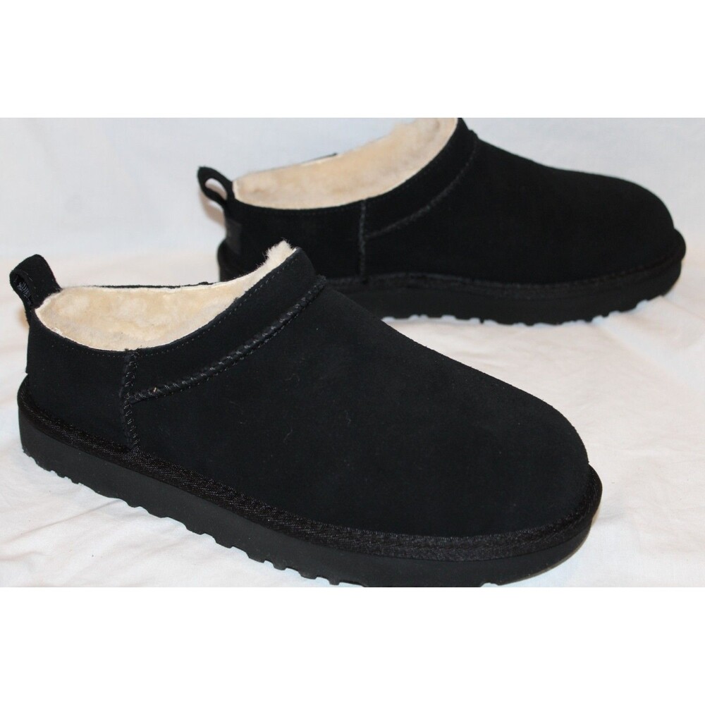 NIB UGG WOMEN'S MICRO MINI SUEDE SHEARLING LINED BOOTS‎ BLACK US 5 EU 36